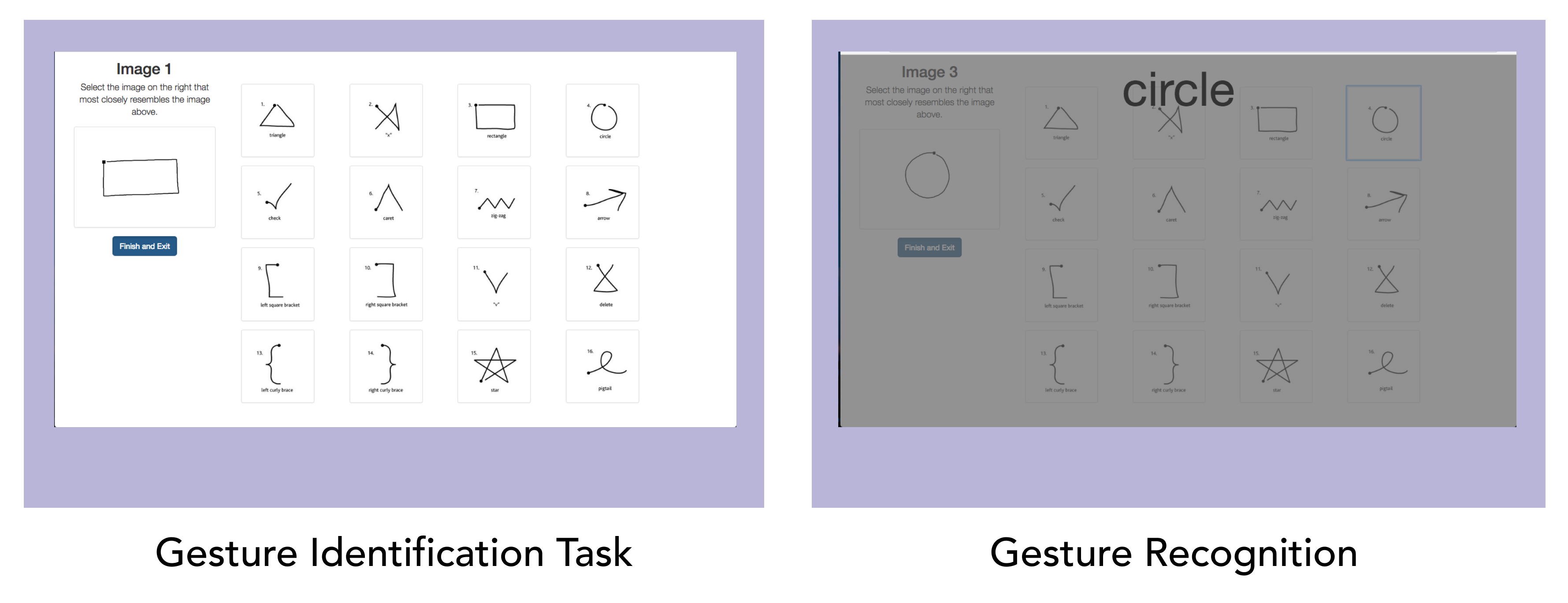 Worker Interface for gesture identification and gesture recognition tasks