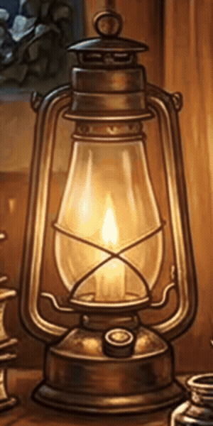 Flickering lantern on the desk