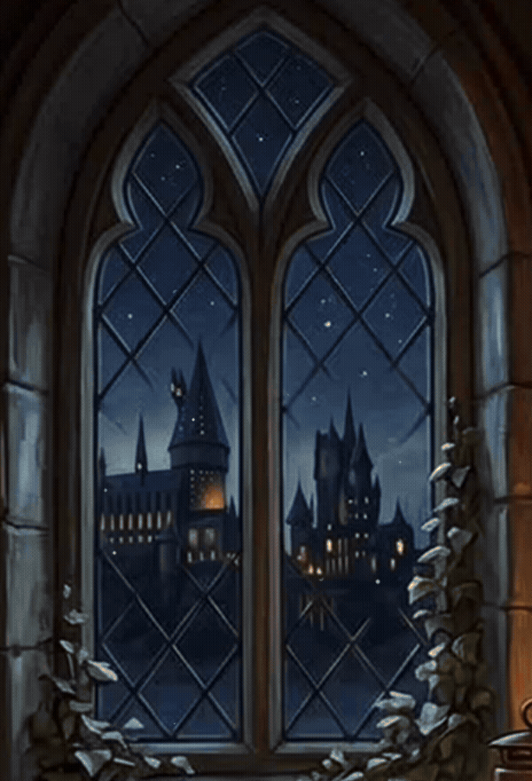 Falling snow in the window